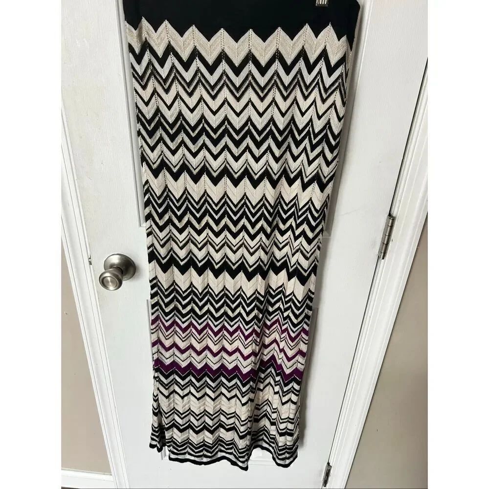 White House Black Market Chevron Maxi long Skirt Purple Black size XS Y2K like